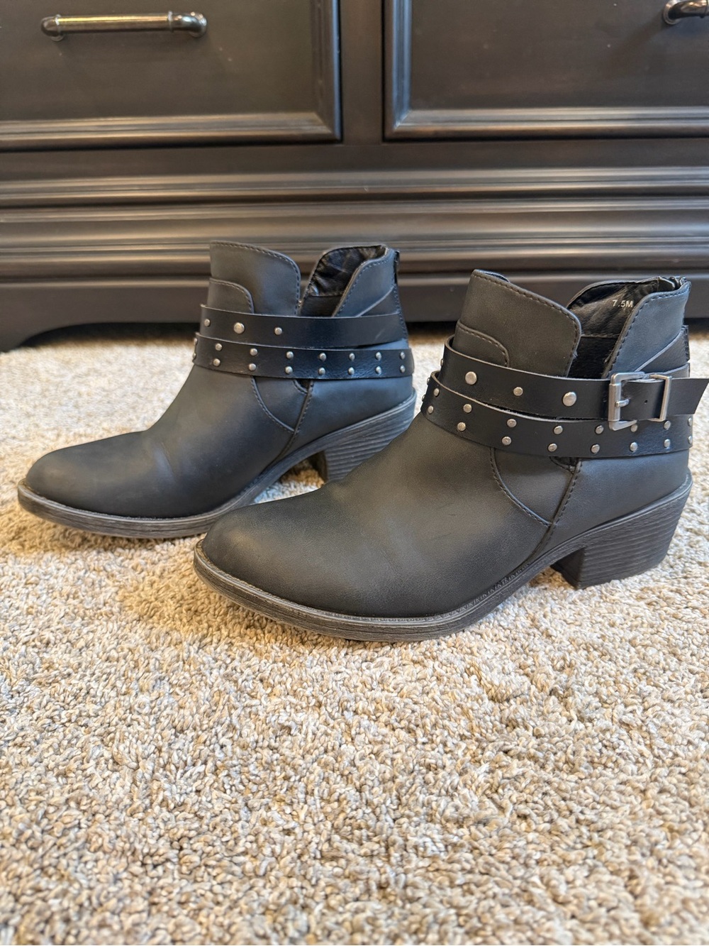 pop Black Studded Ankle Booties